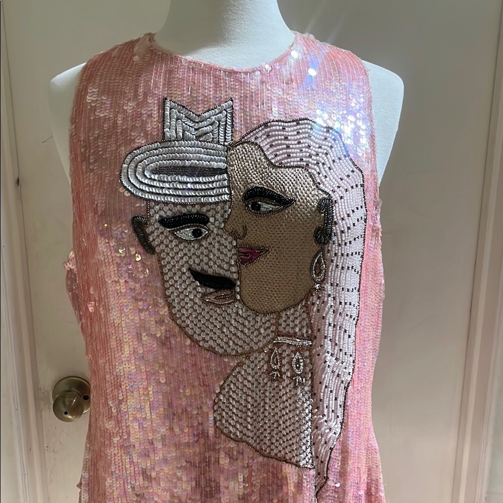 Pink Sequin Cocktial Dress with beaded Detail perfect for Special Occacion - Picture 7 of 16